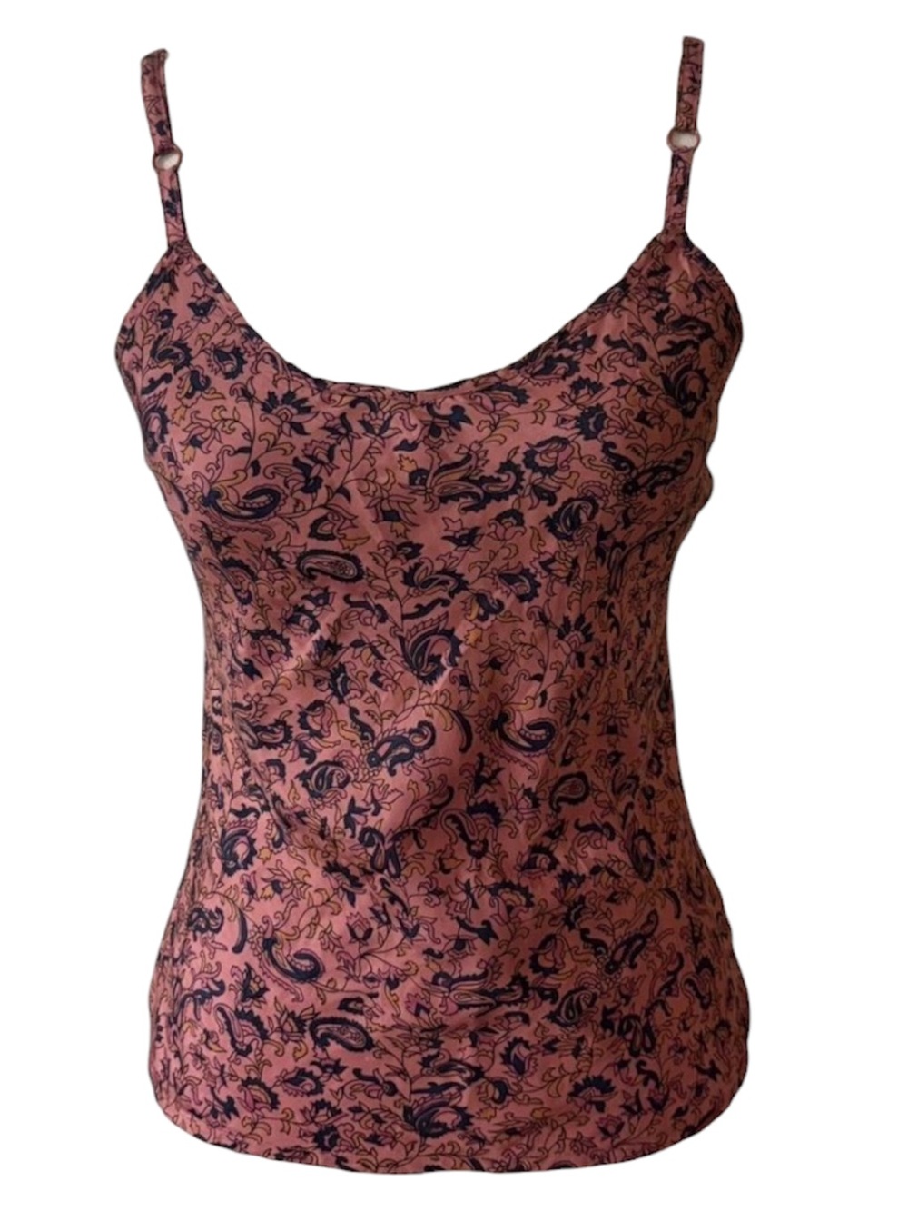 Vtg BB Dakota Floral 100% Silk Cami Top Sleeveless Adjustable Straps Sz Small